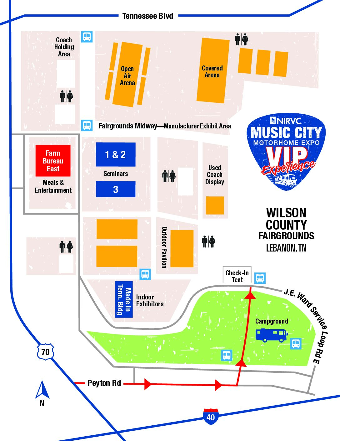 Music City Motorhome Expo VIP Experience Map